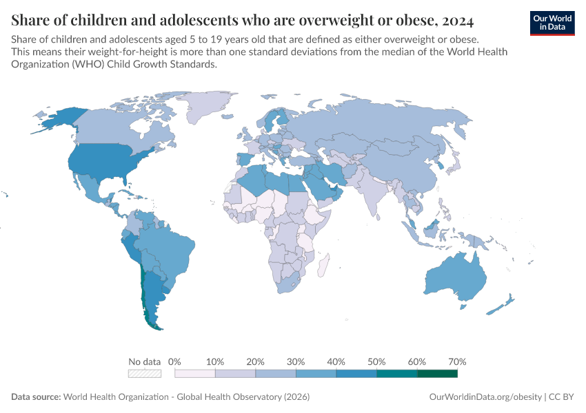 A thumbnail of the "Share of children and adolescents who are overweight or obese" chart
