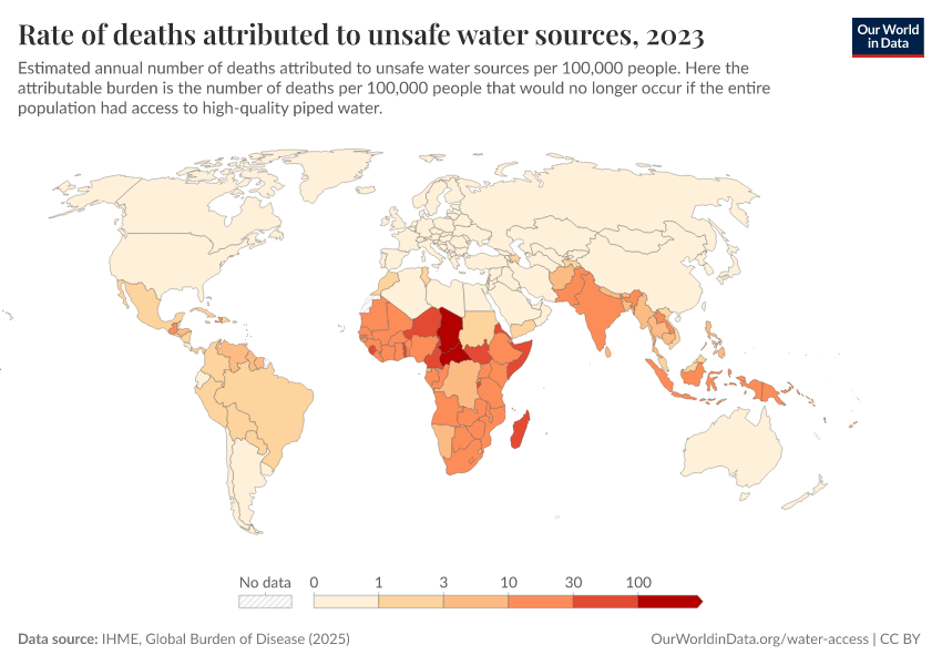 A thumbnail of the "Rate of deaths attributed to unsafe water sources" chart