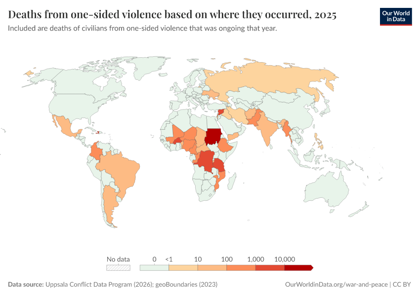 A thumbnail of the "Deaths from one-sided violence based on where they occurred" chart