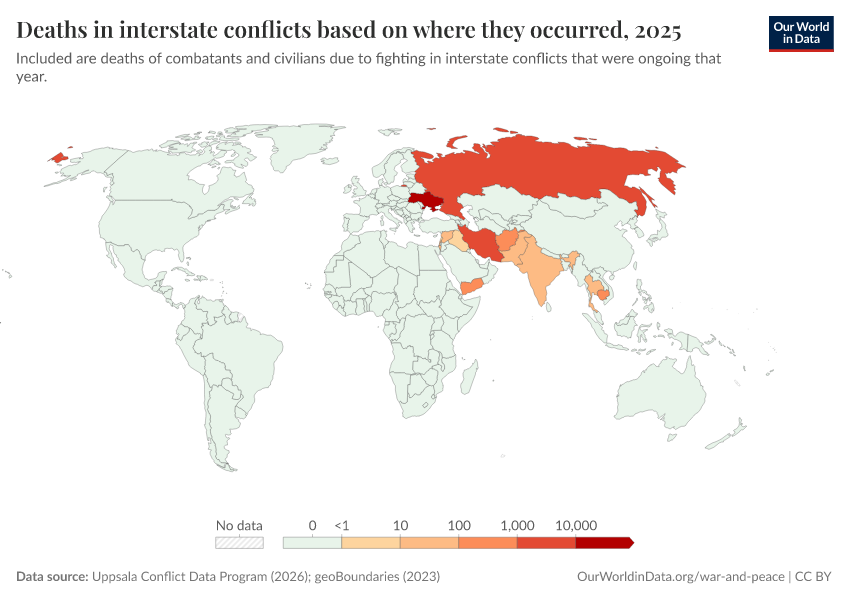 A thumbnail of the "Deaths in interstate conflicts based on where they occurred" chart