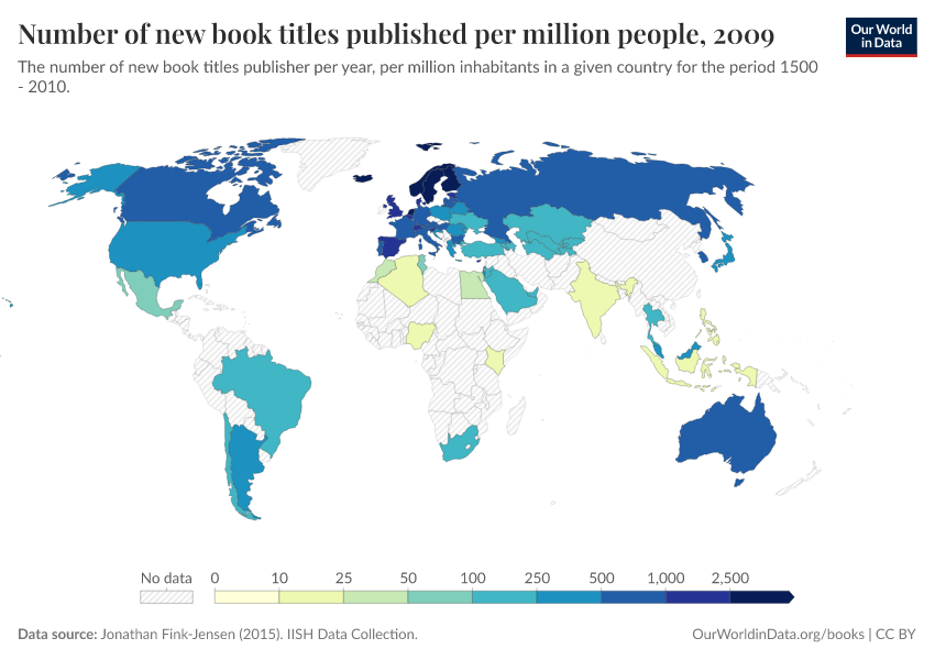 A thumbnail of the "Number of new book titles published per million people" chart