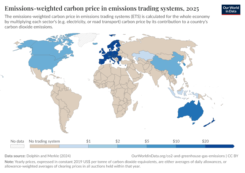 A thumbnail of the "Emissions-weighted carbon price in emissions trading systems" chart